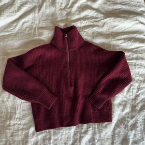 Everlane Felted Merino Half-Zip Sweater (Oxblood)